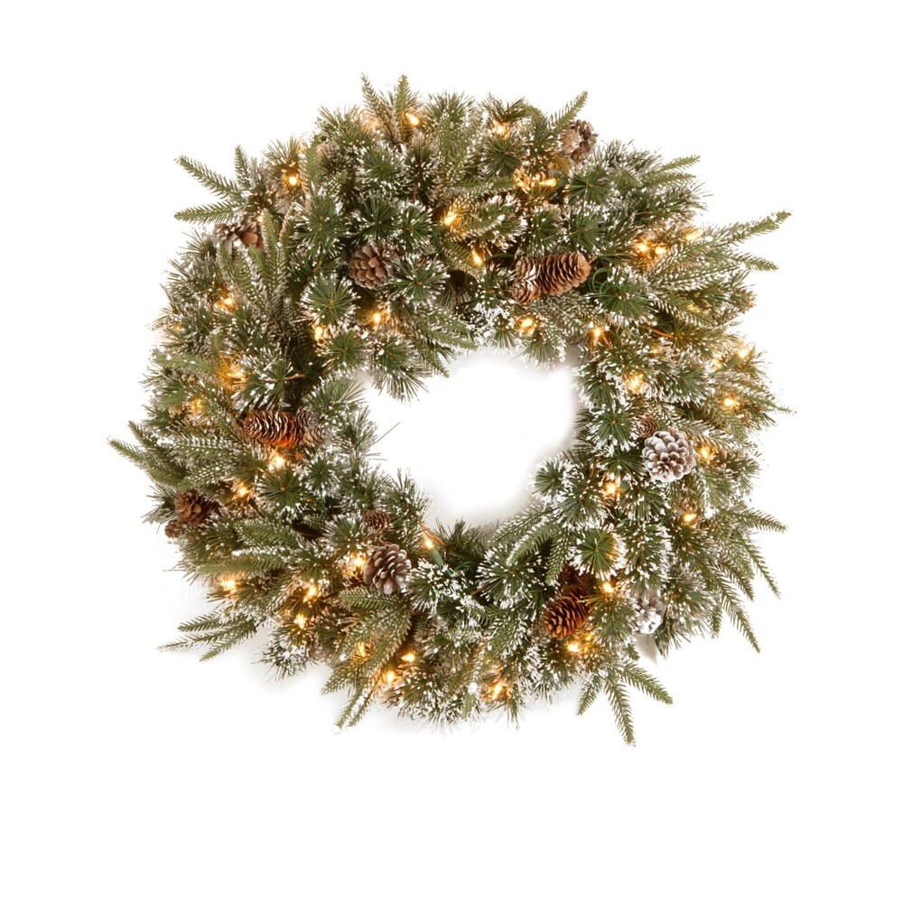 National Tree Company Pre-Lit 'Feel Real' Artificial Christmas Wreath, Green,